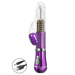 Vibrador Rotativo de Coelho Cromado Recarregável