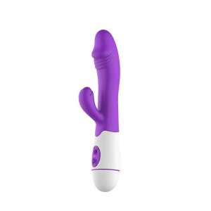Vibrador com Detalhe de Glande com Estimulador Clitoriano à Pilha