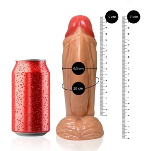 Pênis Ares 17x6,5cm Veiudo Grosso Flexível com Escroto