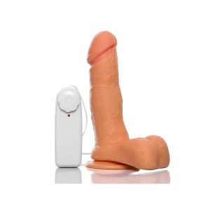 KING 8” - PRÓTESE EM FORMATO DE PÊNIS COM ESCROTO, VENTOSA E VIBRADOR  16,5 X 4cm - ADÃO E EVA