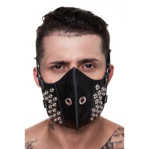 MÁSCARA 100% COURO COM DETALHES EM METAL SD CLOTHING